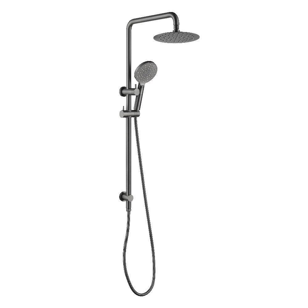 Decaura Brushed Gunmetal Shower Head Set 8" SUS Rain Shower and 3-Mode Hand Head