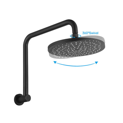 Decaura 9" Rain Shower Head Set Brass Gooseneck Shower Arm Shower Mixer Black