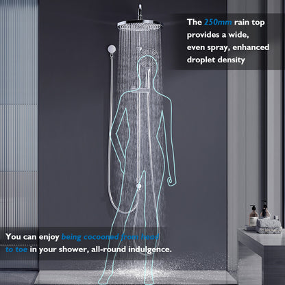 Decaura 10" Rain Shower Head Set Chrome/Black Shower Mixer Tap Wall Tapware