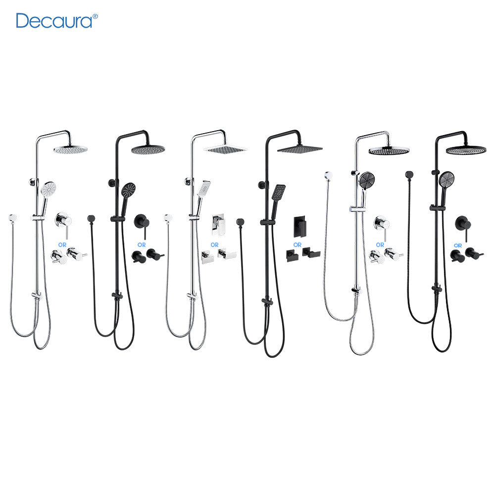 Decaura 8" 9" 10" Rain Shower Head Set Separate Water Inlet Wall Mixer Taps