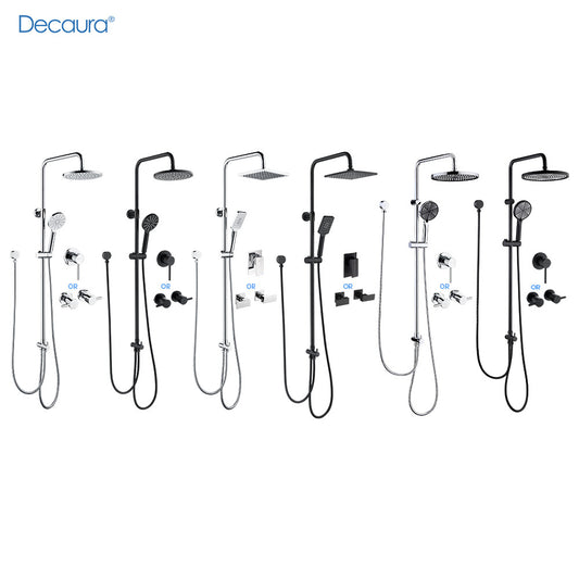Decaura 8" 9" 10" Rain Shower Head Set Separate Water Inlet Wall Mixer Taps