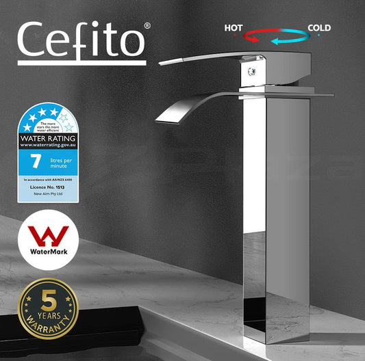 Cefito Basin Mixer Tap Bathroom Tap Laundry Faucet Sink Swivel Silver