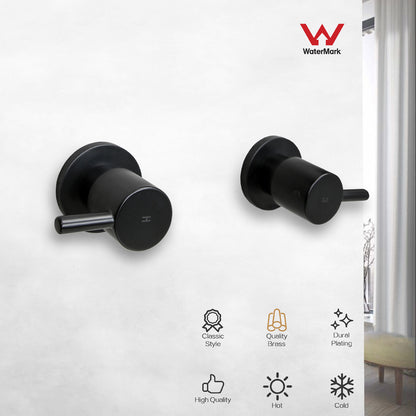 Decaura Brass Shower Taps 1/4 Turn Hot Cold Twin Mixer Tap Chrome/Black/Gold