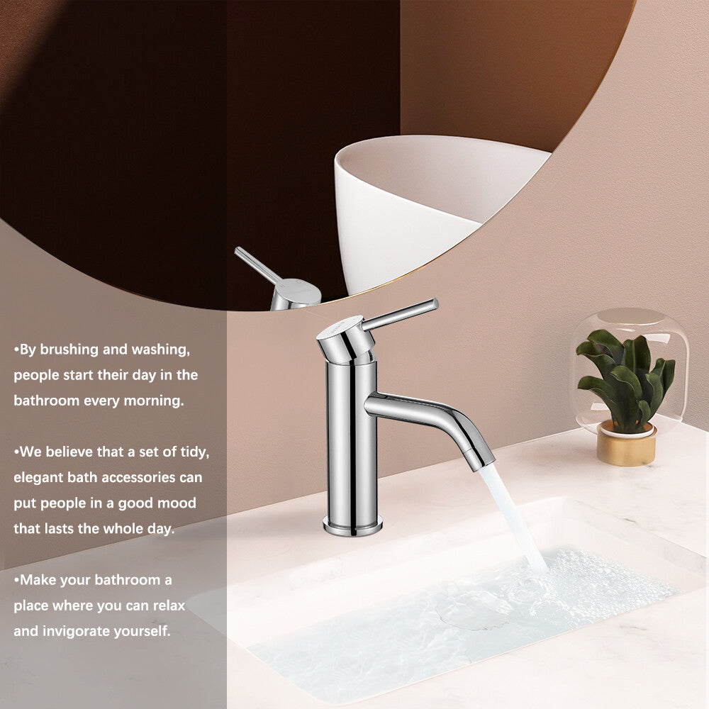 Decaura Brass Bathroom Basin Vanity Mixer Tap Faucet Chrome Gooseneck Spout