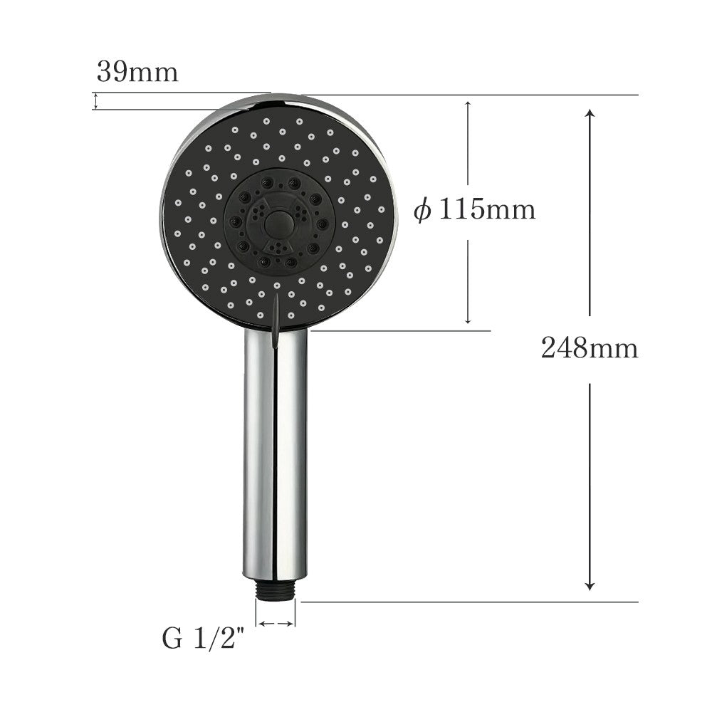 Decaura Round/Square Hand Held Shower Head 3/4/5-Mode Spray with Shower Hose