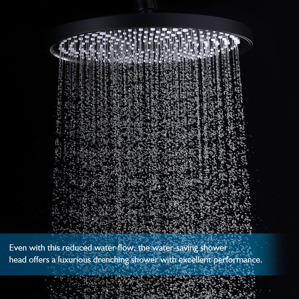 Decaura 10" Rain Shower Head Set Black Gooseneck Arm Wall Mount Shower Mixer Tap