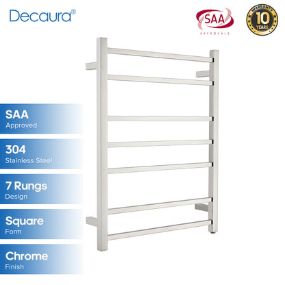 Decaura Wall Mounted Heated Towel Rail 7 Bars 304 Stainless Steel Round/Square