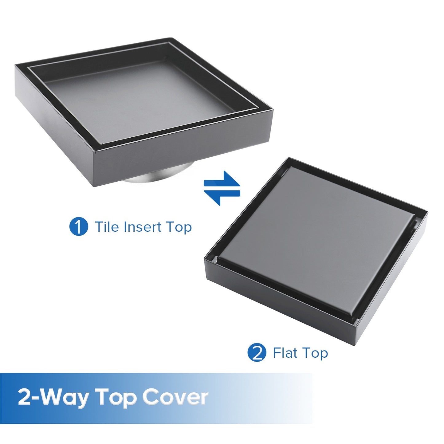 Decaura SUS Shower Grate Drain Brushed Gunmetal Floor Waste Square 80mm Outlet