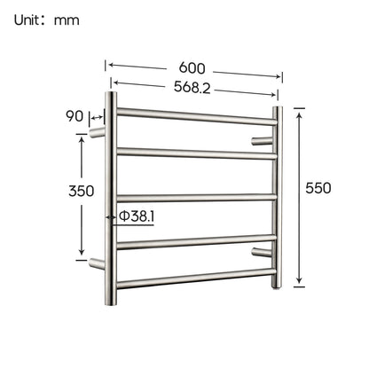 Decaura Heated Towel Rail Rack 304 Stainless Steel Freestanding/Wall Mounted