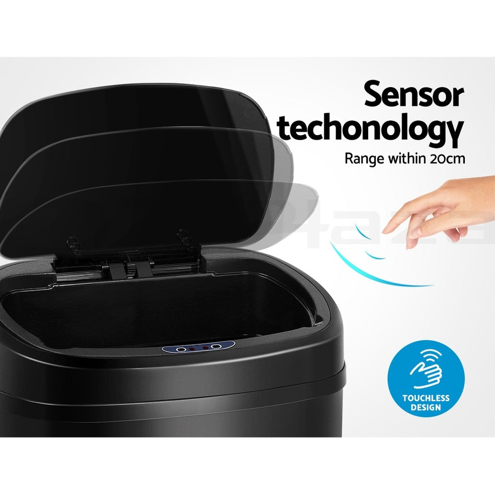 Devanti 58L Motion Sensor Bin Rubbish Automatic Trash Can Kitchen Black