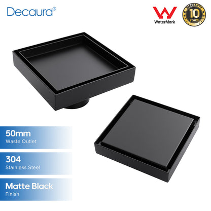 Tile Insert Square Shower Drain Grate 50mm/80mm Waste Outlet Brushed/Gold/Black