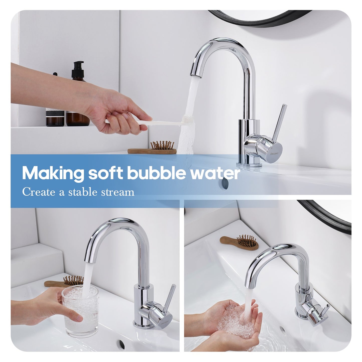 Decaura Bathroom Basin Vanity Mixer Tap Brushed Nickel/Chrome/Black/Brushed Gold
