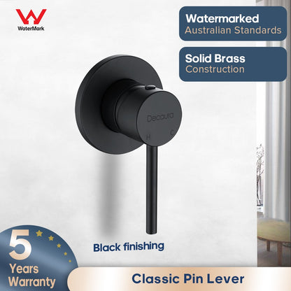 Decaura Watermark Shower Mixer Tap Black Round Wall Tapware Bathroom