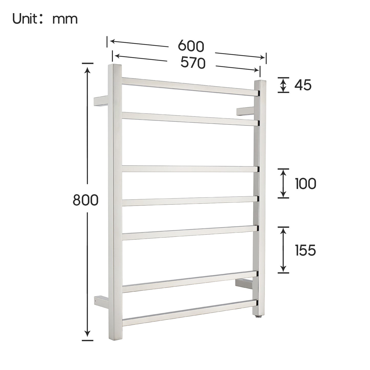 Decaura Heated Towel Rail Rack 304 Stainless Steel Freestanding/Wall Mounted