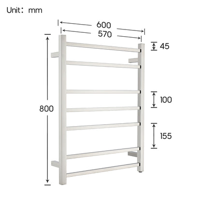 Decaura Heated Towel Rail Rack 304 Stainless Steel Freestanding/Wall Mounted