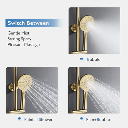 WELS 9" Rain Shower Head Set Brushed Gold Separate Water Inlet Shower Mixer Taps