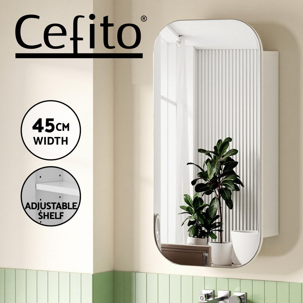 Cefito Bathroom Mirror Cabinet Medicine Shaving Arch Wall Hung 450x900mm White