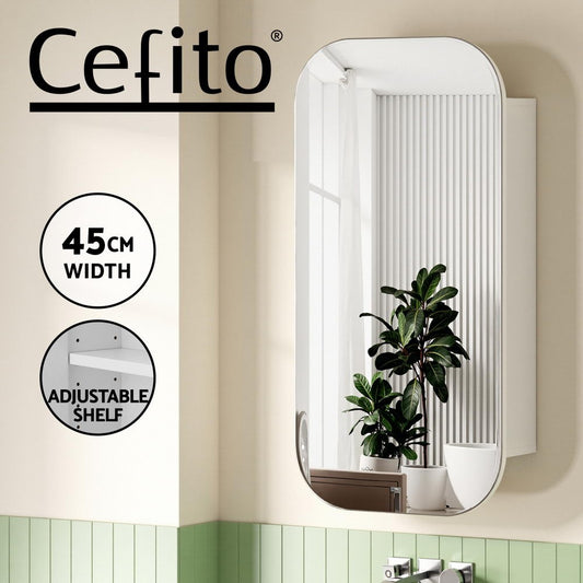 Cefito Bathroom Mirror Cabinet Medicine Shaving Arch Wall Hung 450x900mm White