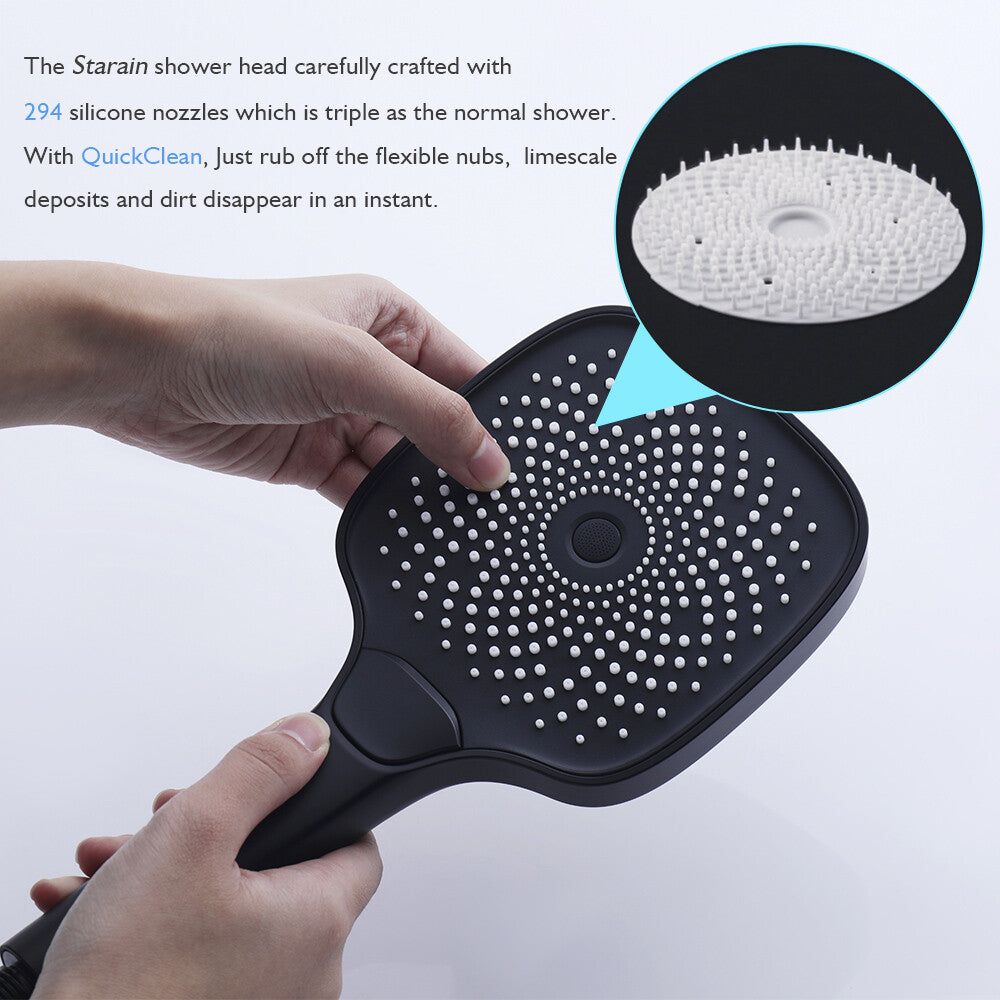 Decaura Square Hand Held Shower Head Black Bathroom 3-Mode Spray