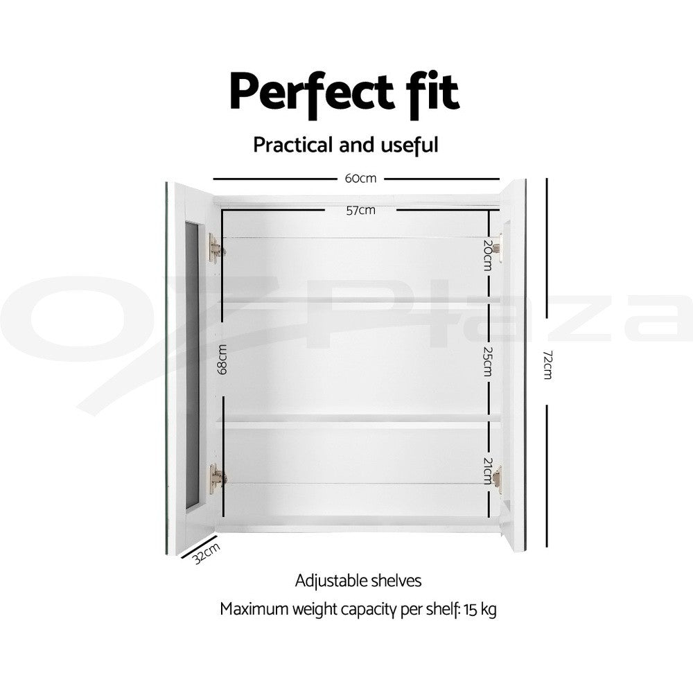 Cefito Bathroom Mirror Cabinet 600x720mm Vanity Medicine Shaving Makeup White