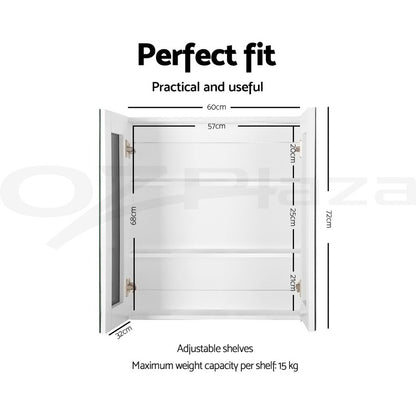 Cefito Bathroom Mirror Cabinet 600x720mm Vanity Medicine Shaving Makeup White