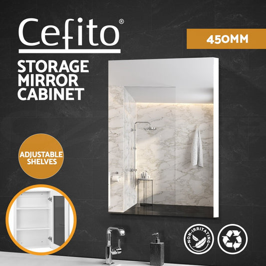Cefito Bathroom Mirror Cabinet 450x720mm Vanity Medicine Shaving Makeup White