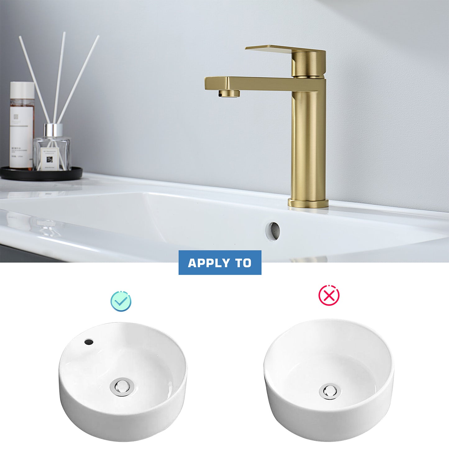 Decaura Bathroom Basin Sink Vanity Mixer Tap Black Chrome Brushed Gold