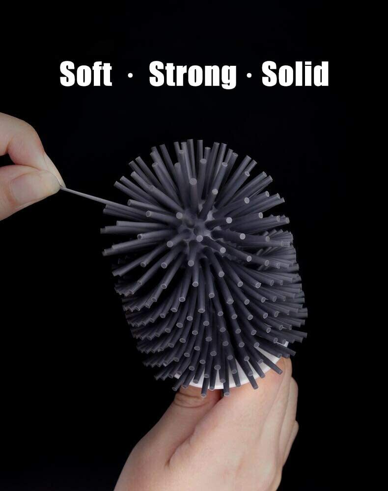 BOOMJOY Silicone Toilet Brush Set Built-in Tweezer TPR Bristles