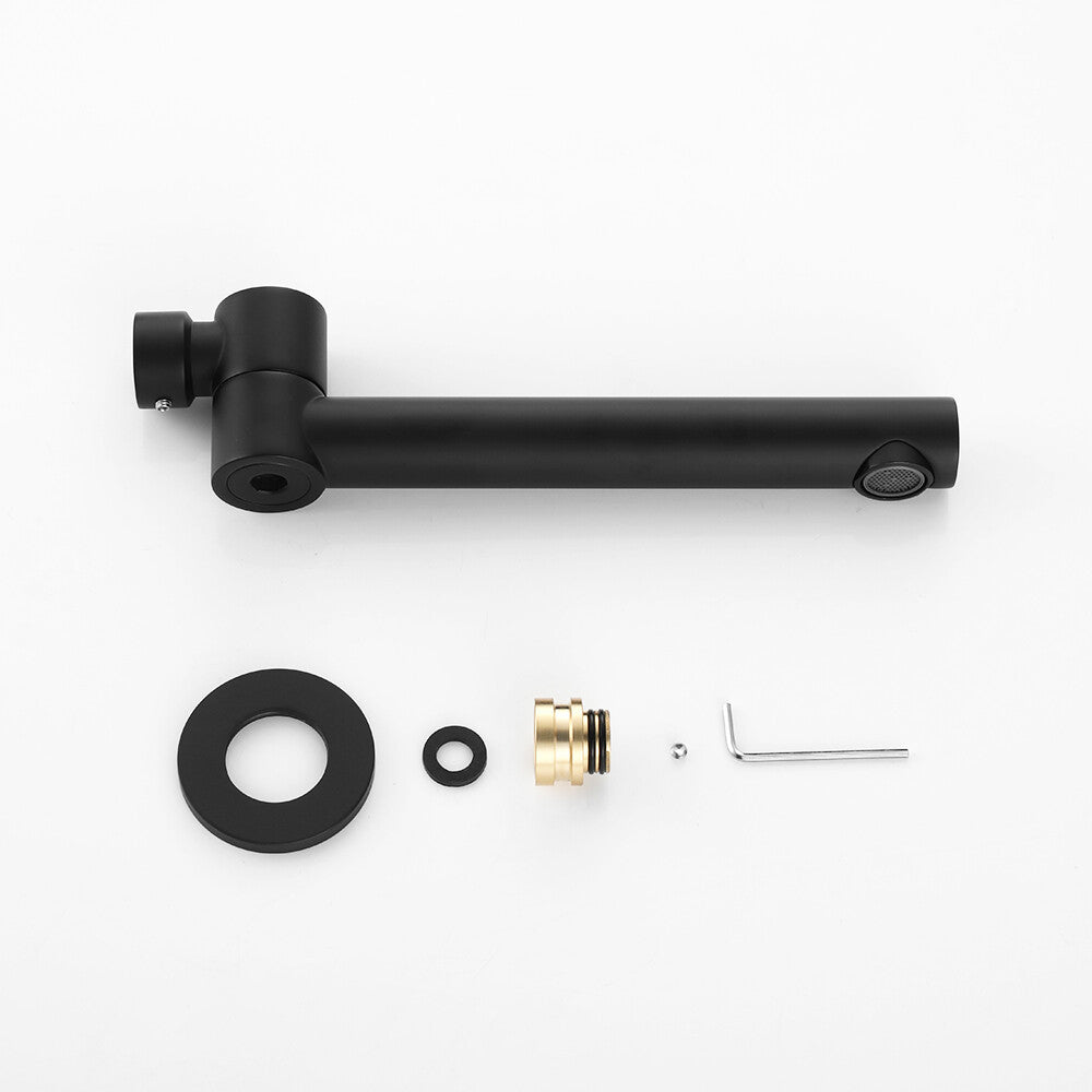 Decaura Bath Spout Brass 180° Swivel Arm Black Wall Mounted Bathroom Basin