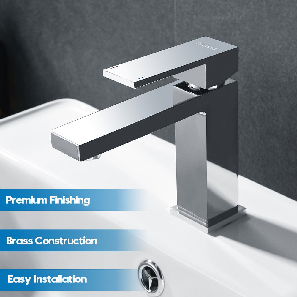 Decaura square basin mixer tap solid brass bathroom vanity sink faucet luxury