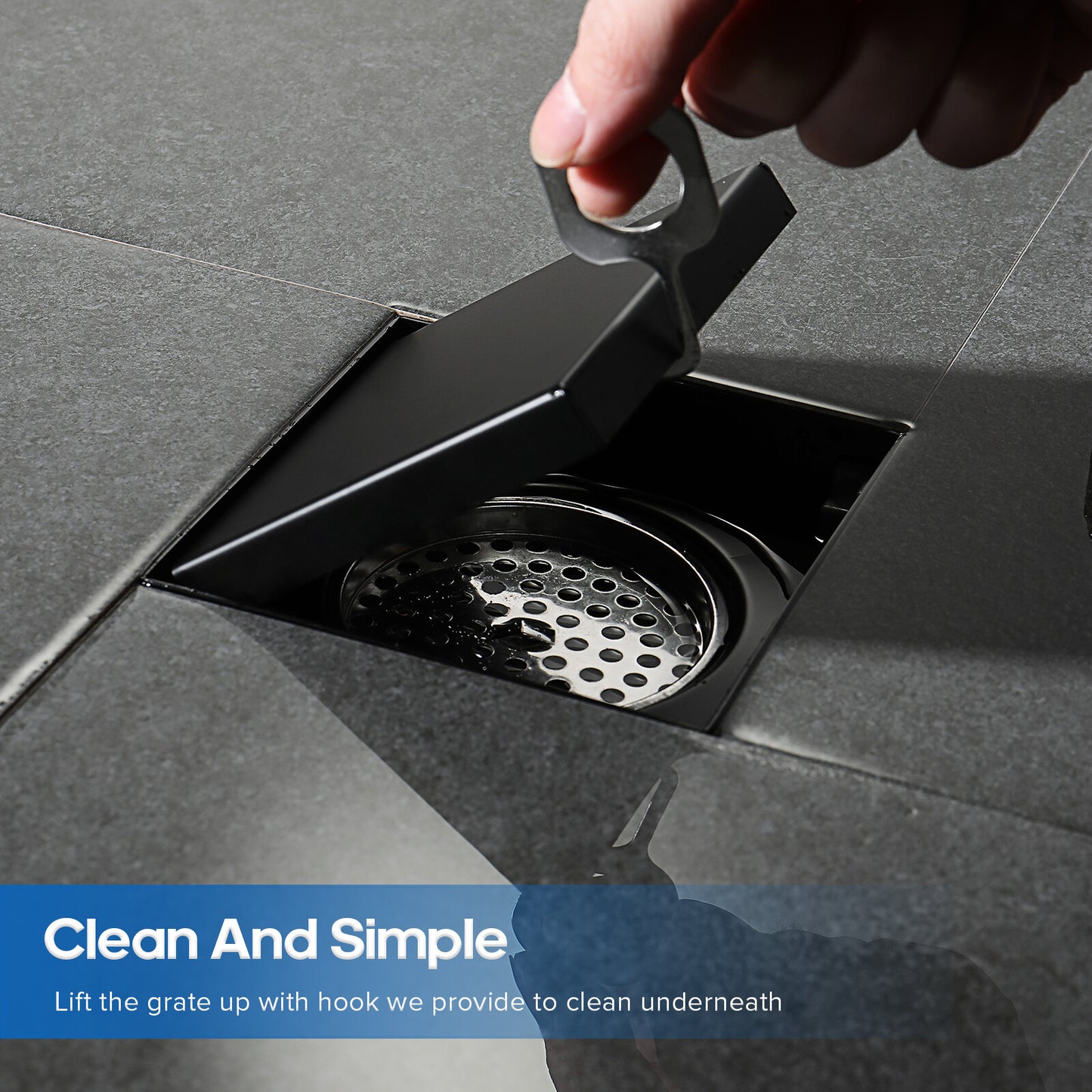 Decaura Tile Insert Shower Drain Grate Floor Waste Black 304 Stainless Steel