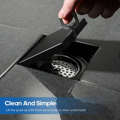 Decaura Tile Insert Shower Drain Grate Floor Waste Black 304 Stainless Steel