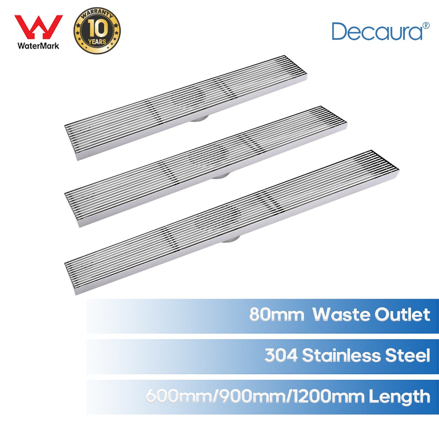 Shower Drain Grate Floor Waste Strip Linear 60/90/120cm Brushed SUS304