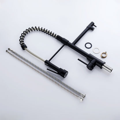 Decaura Spring Kitchen Mixer Tap Pull Out Black with 2 Water Outlet Swivel Arm