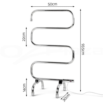 Devanti Electric Heated Towel Rail Rack Rails Stainless Freestanding Shelf