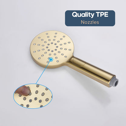 Brushed Gold Hand Held Shower Head and 1.5m Shower Hose 3-Mode Spray Bathroom