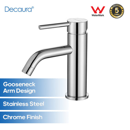 Decaura Brass Bathroom Basin Vanity Mixer Tap Faucet Chrome Gooseneck Spout