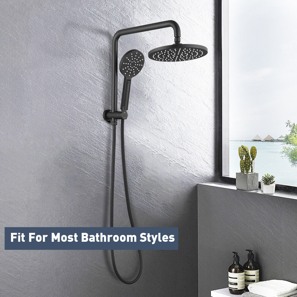 Decaura 9" or 10" Shower Head Set Gooseneck Chrome Black Golden Wall Shower Taps