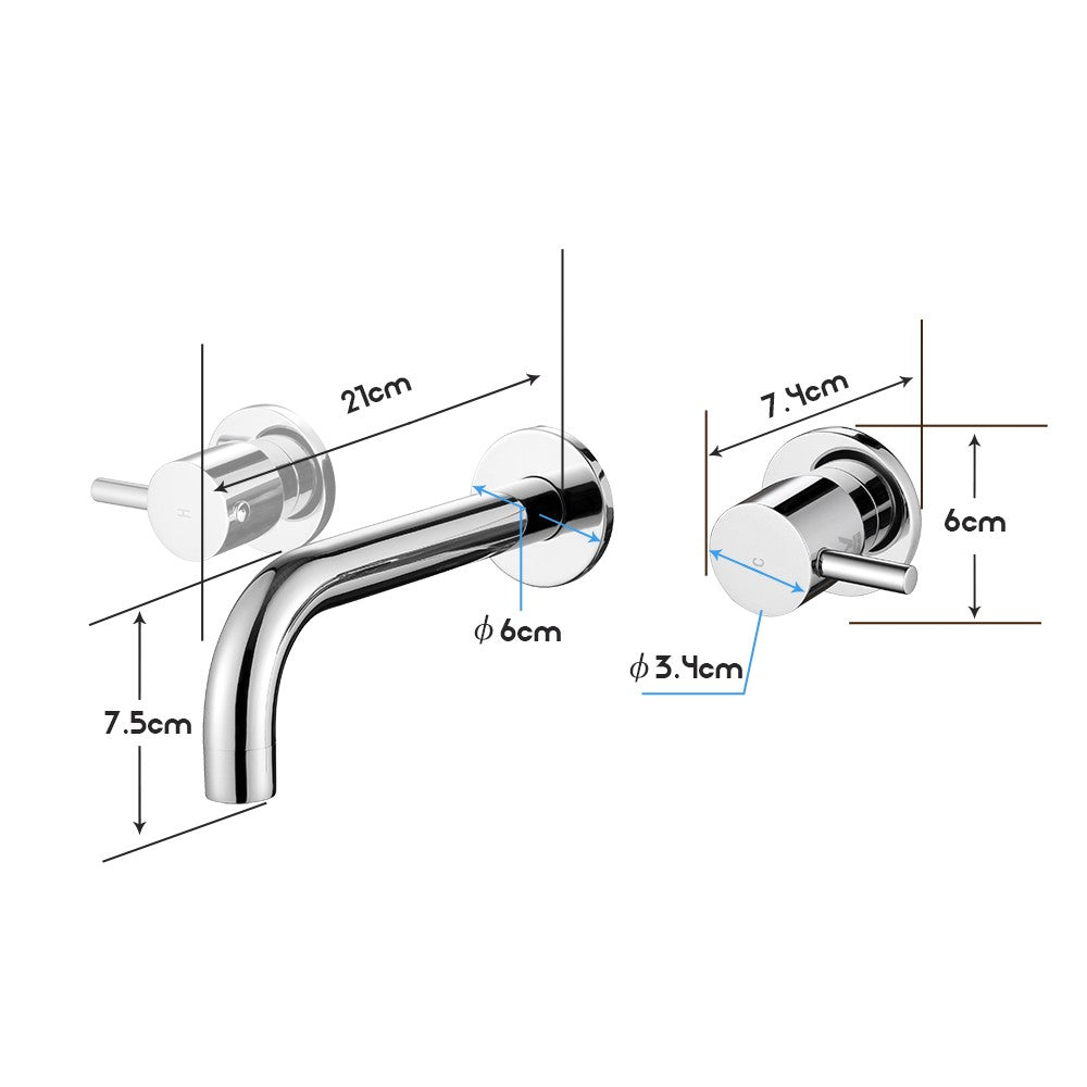Decaura Basin Spout and Shower Taps Set Wall Mount 1/4 Turn Mixer Cold Hot WELS