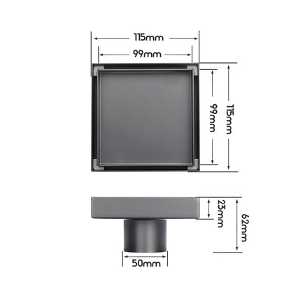 Decaura Shower Grate Drain Brushed Gunmetal Tile Insert Floor Waste Square 50mm