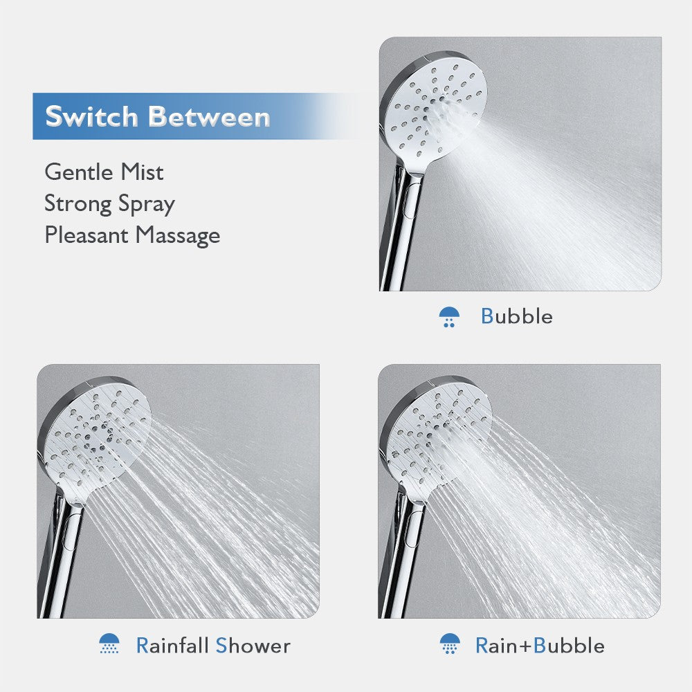 WELS 9" Rain Shower Head Set Separate Water Inlet Elbow Chrome Round Rail