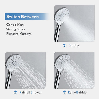 WELS 9" Rain Shower Head Set Separate Water Inlet Elbow Chrome Round Rail