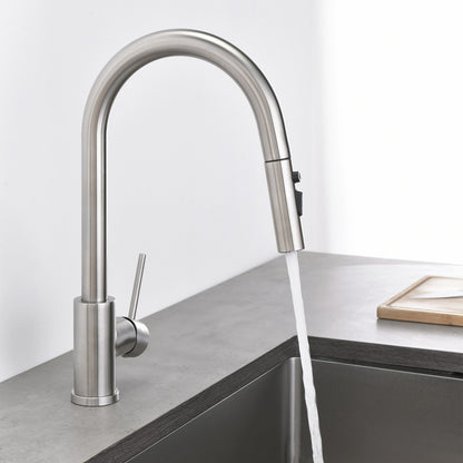 Decaura Kitchen Sink Mixer Tap Pull Out Brushed Nickel 3-Mode Spray Swivel