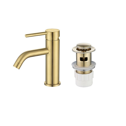 Decaura Basin Mixer Tap Bathroom and Pop Up Waste with Overflow Brushed Gold