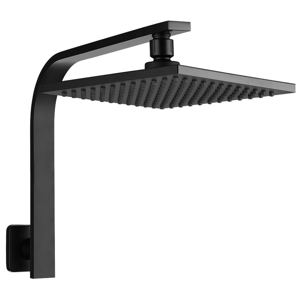 Cefito 8'' Rain Shower Head Set Square High Pressure Wall Arm Black