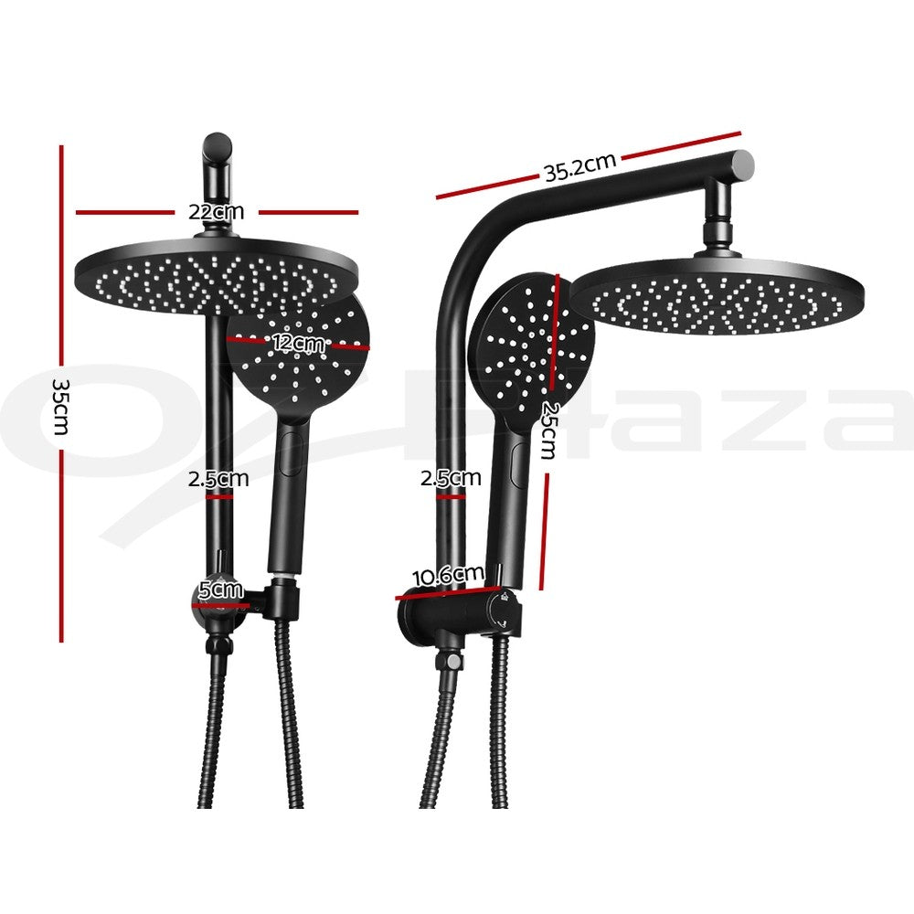 Cefito 9'' Rain Shower Head Set Round Handheld High Pressure Wall Black