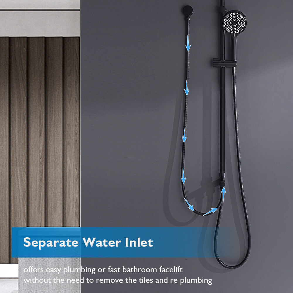 Decaura 10" Rain Shower Head Set Chrome/Black Shower Mixer Tap Wall Tapware