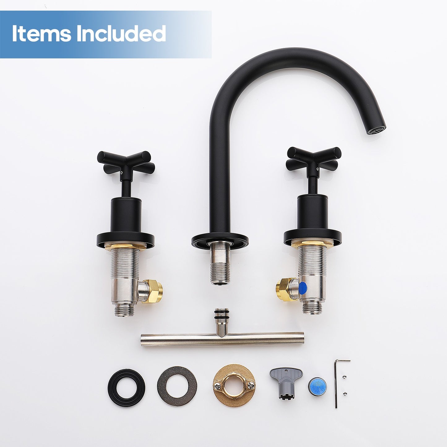 Decaura Basin Tap Set 1/4 Turn Swivel Spout Deck Mounted Gold/Black/Silver