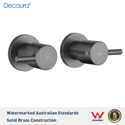 Decaura Shower Taps Brushed Gunmetal Grey Round 1/4 turn Mixer Wall Mounted