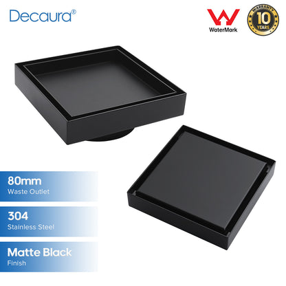 Tile Insert Square Shower Drain Grate 50mm/80mm Waste Outlet Brushed/Gold/Black